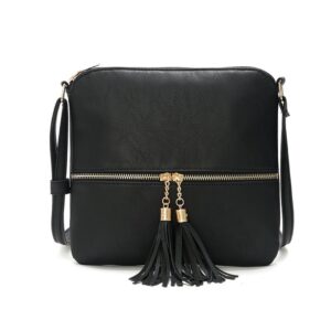 Black Tassel Crossbody Bag for Women