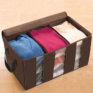 3-Compartment Storage Box Brown Transparent Handles