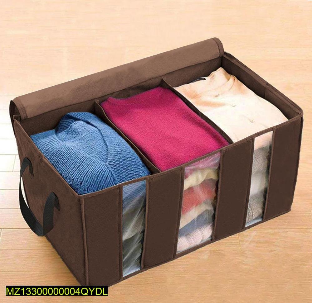 3-Compartment Storage Box Brown Transparent Handles - Image 3