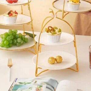 Golden 3-Tier Fruit & Dessert Stand with Iron Construction