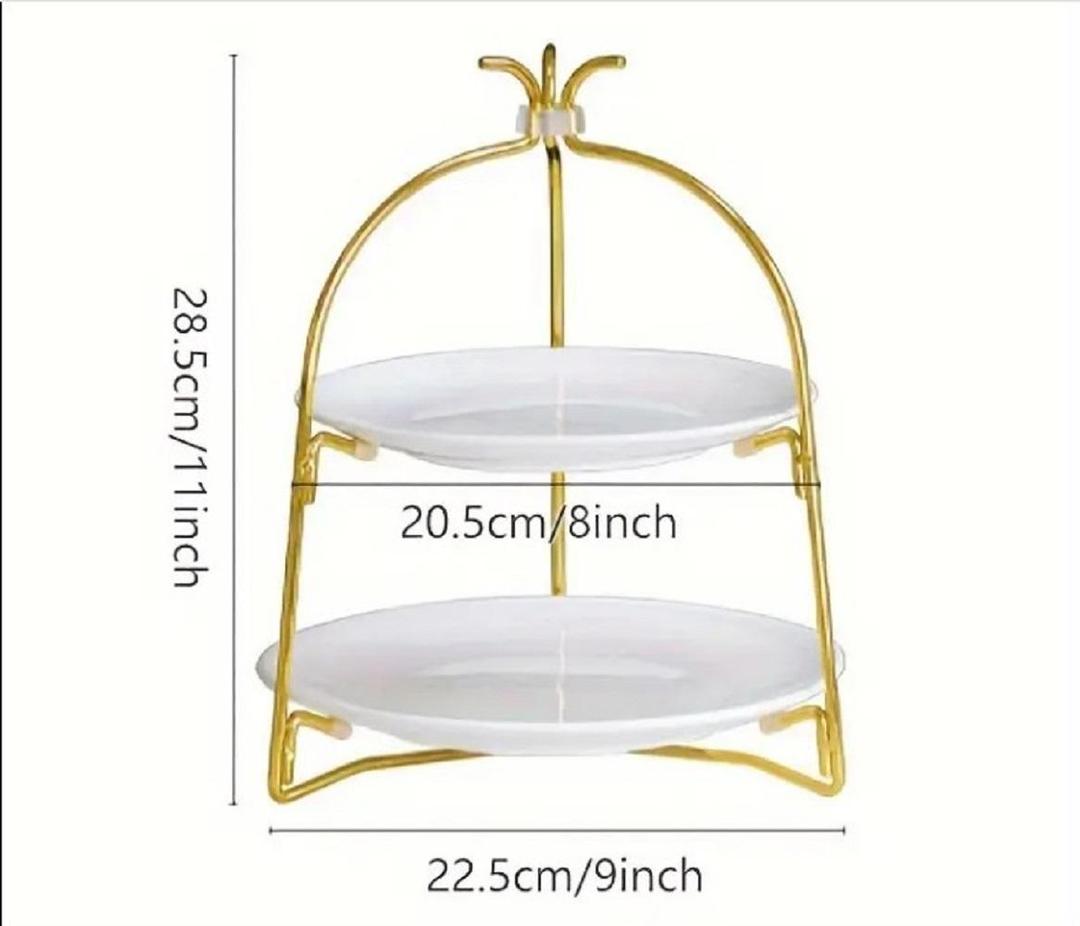 Golden 3-Tier Fruit & Dessert Stand with Iron Construction - Image 5