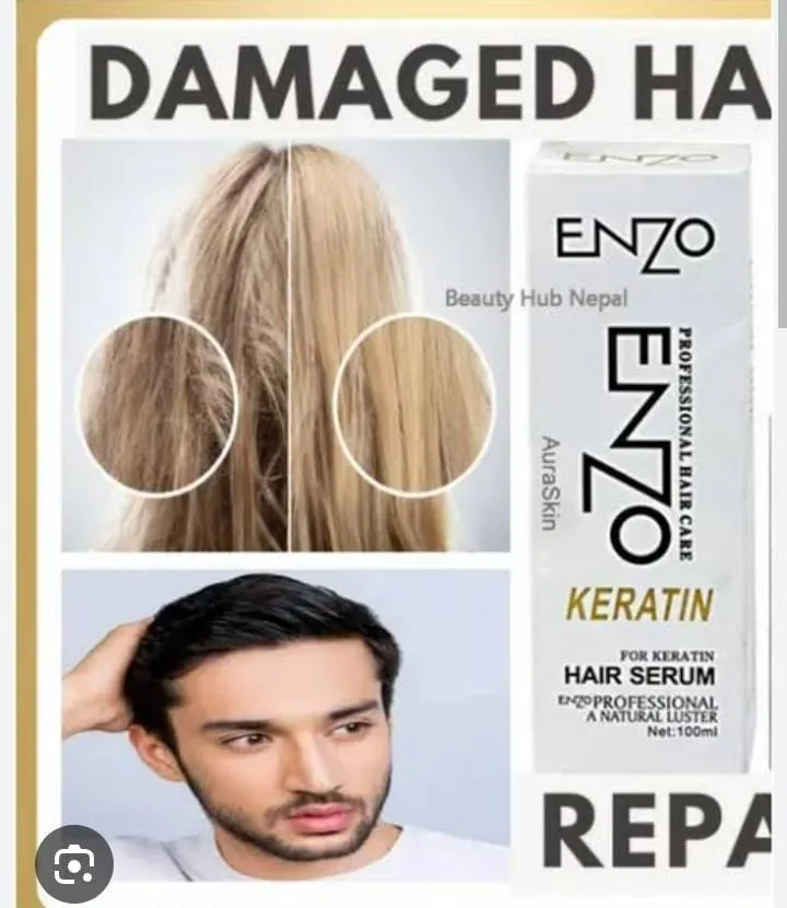 Enzo Keratin Hair Serum 100ml for Damaged Hair Shine - Image 2