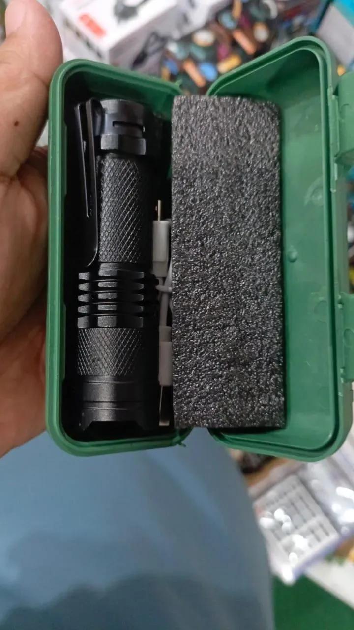 USB Rechargeable Mini Flashlight Black Metal 62Hr - Image 3