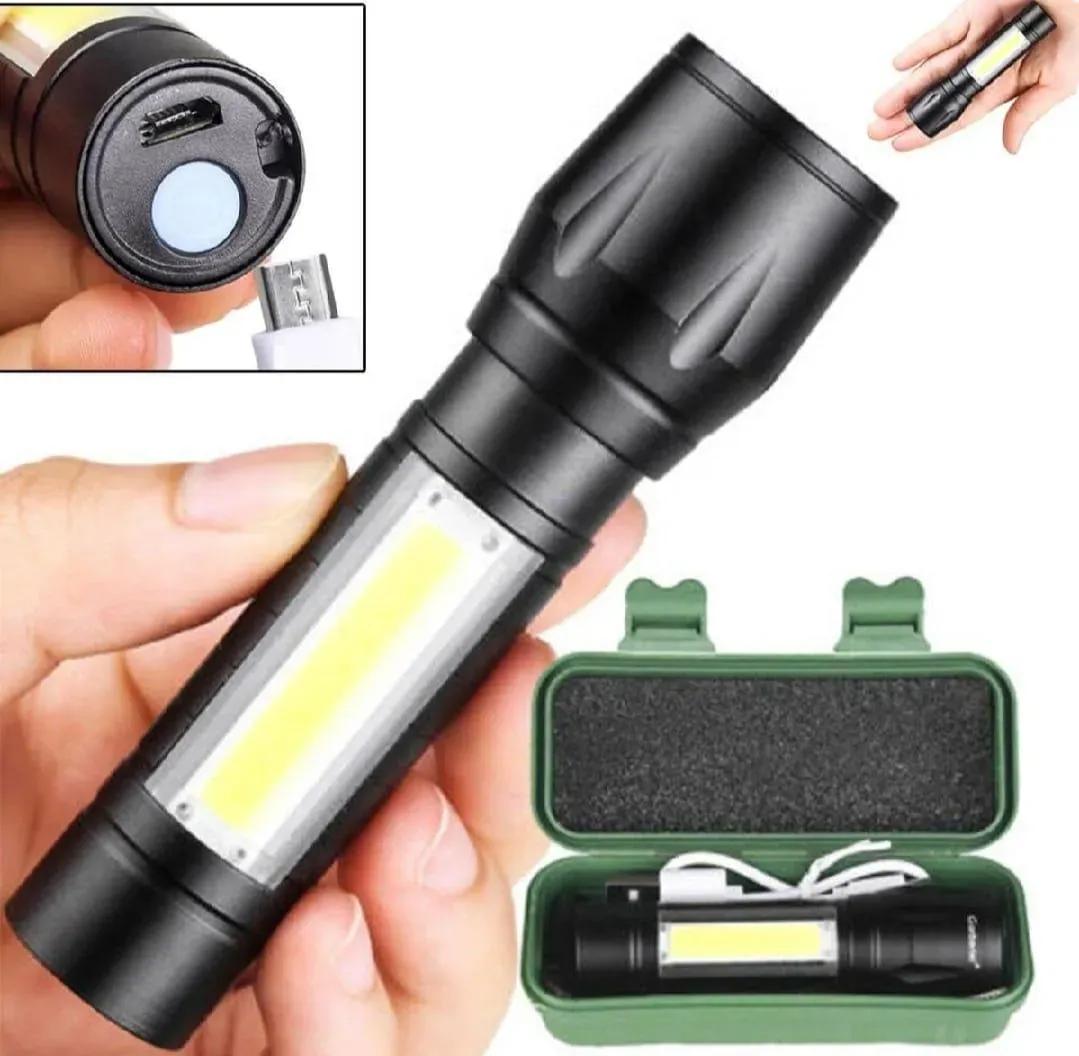 USB Rechargeable Mini Flashlight Black Metal 62Hr - Image 4