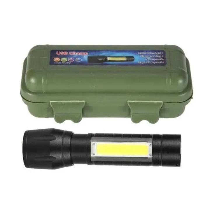 USB Rechargeable Mini Flashlight Black Metal 62Hr - Image 5
