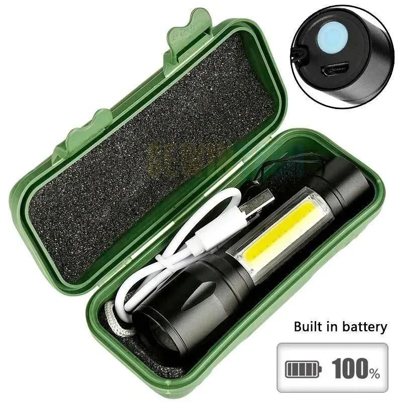 USB Rechargeable Mini Flashlight Black Metal 62Hr - Image 6