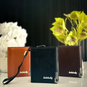 Men's Tri-Fold Leather Wallet Black Brown Zipper