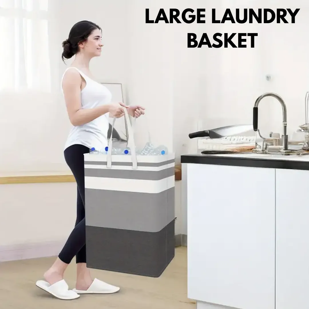 Ultra Large Cloth Laundry Basket 72L Capacity Multicolor - Image 2
