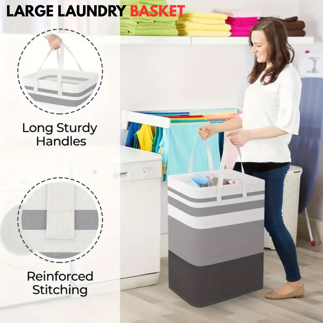 Ultra Large Cloth Laundry Basket 72L Capacity Multicolor - Image 4