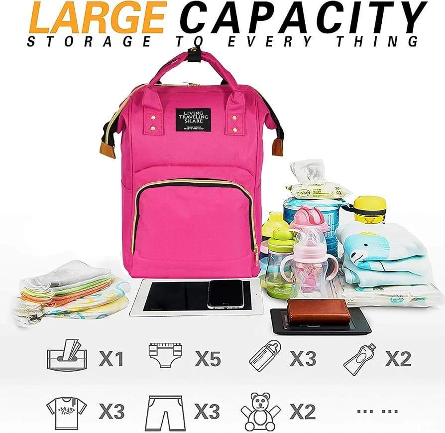 Pink Nylon Backpack with Gold Zipper for Women - Image 2