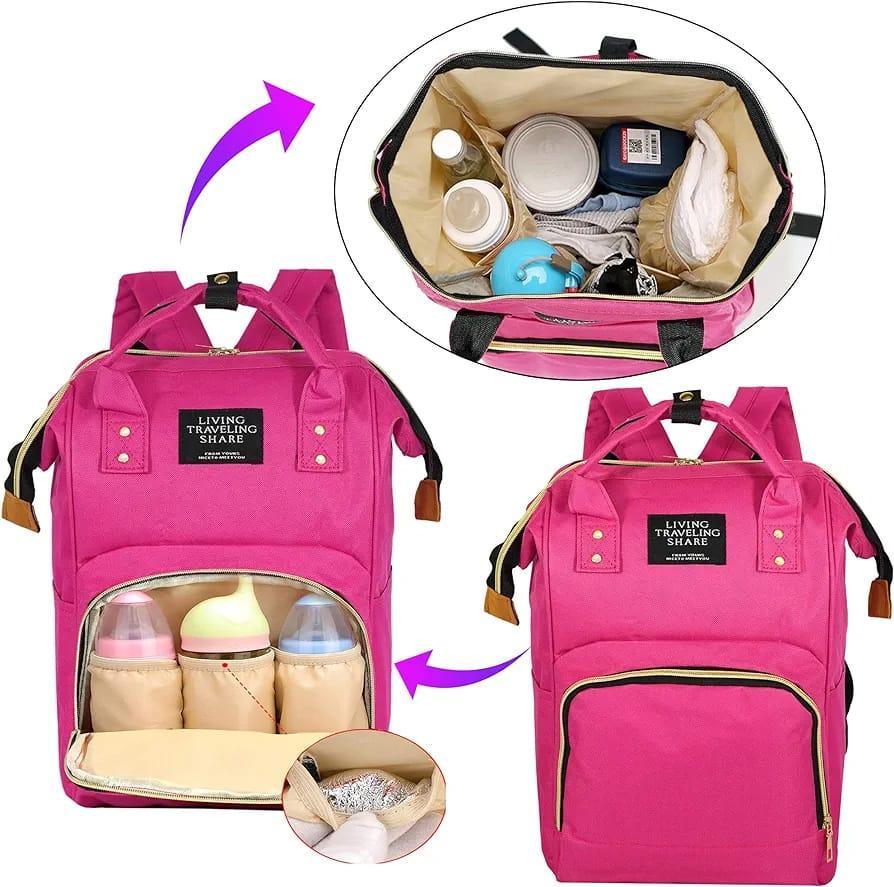 Pink Nylon Backpack with Gold Zipper for Women - Image 3