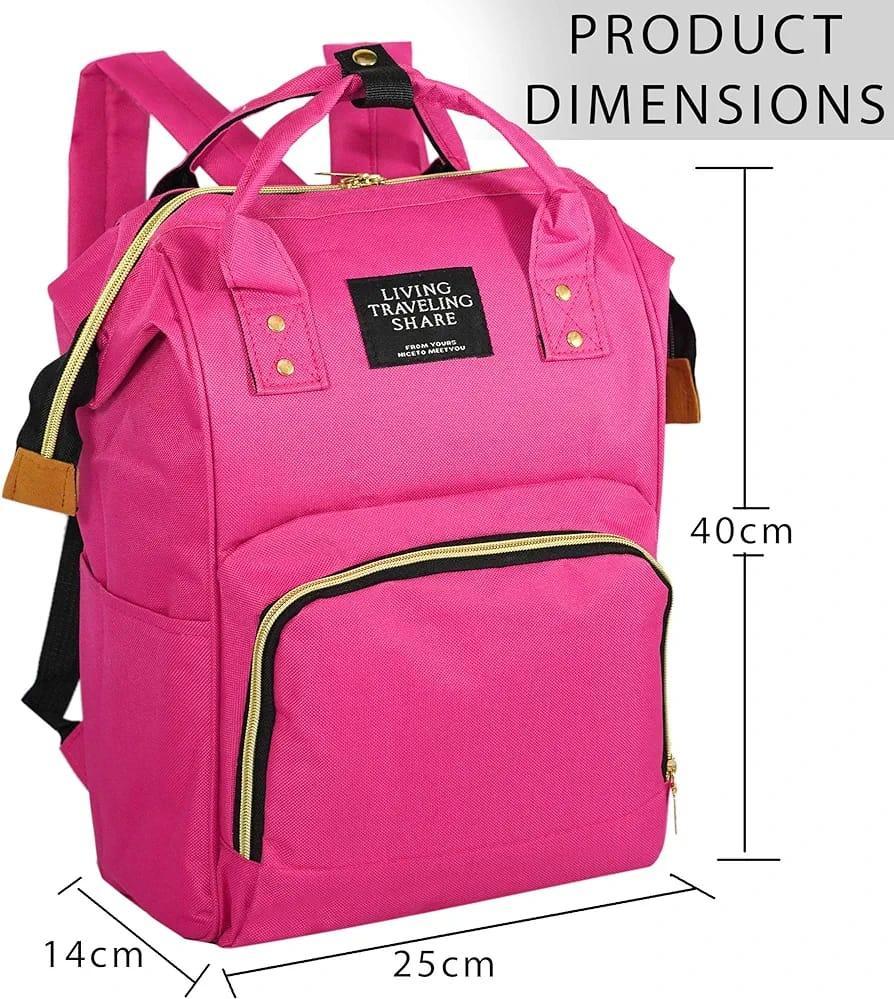 Pink Nylon Backpack with Gold Zipper for Women - Image 7