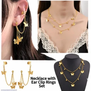 Gold Plated Butterfly Necklace Set for Women