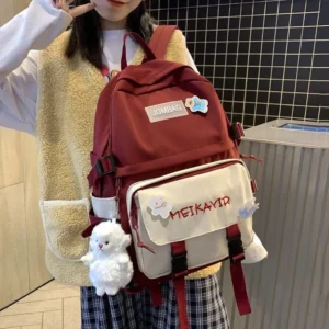 Me KaviR Red Embroidered Backpack for Students Office Goers