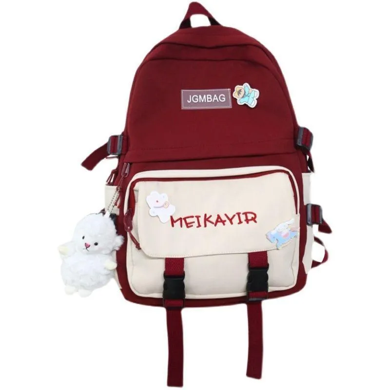 Me KaviR Red Embroidered Backpack for Students Office Goers - Image 2
