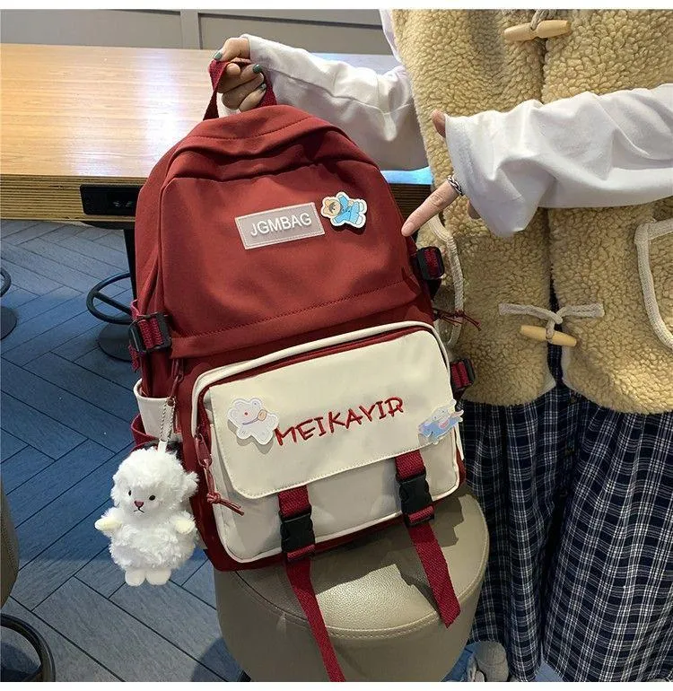 Me KaviR Red Embroidered Backpack for Students Office Goers - Image 6