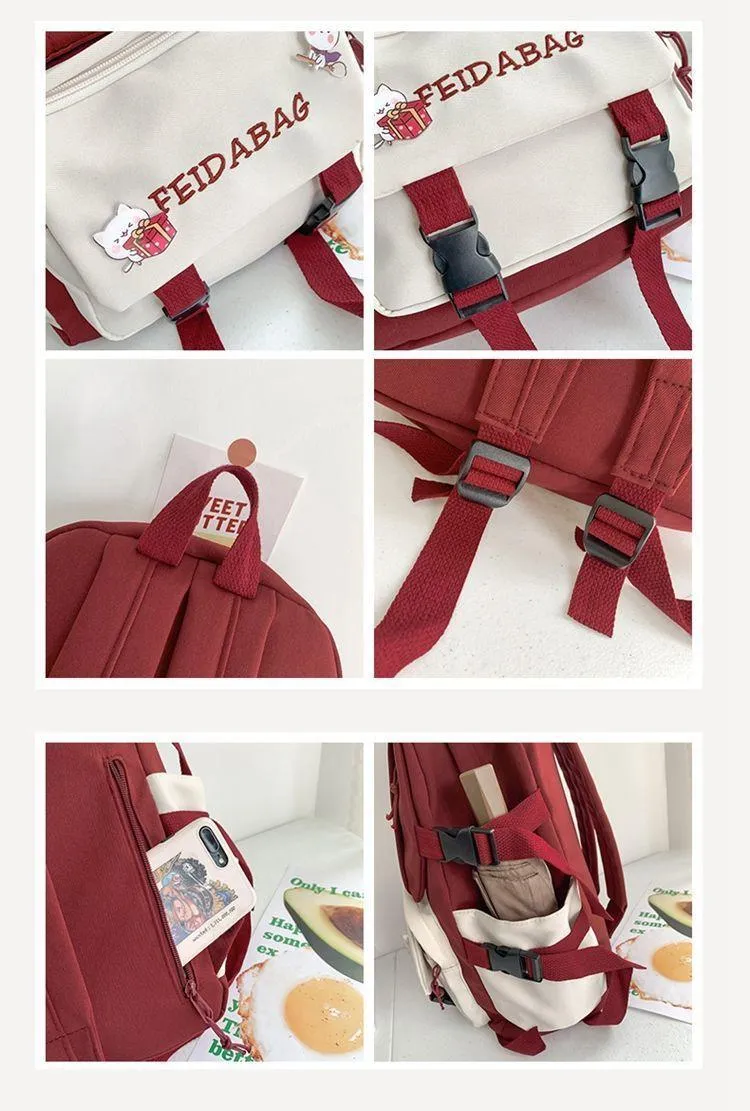 Me KaviR Red Embroidered Backpack for Students Office Goers - Image 5