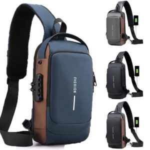 Men Crossbody Bag Black Grey Blue Nylon 12"