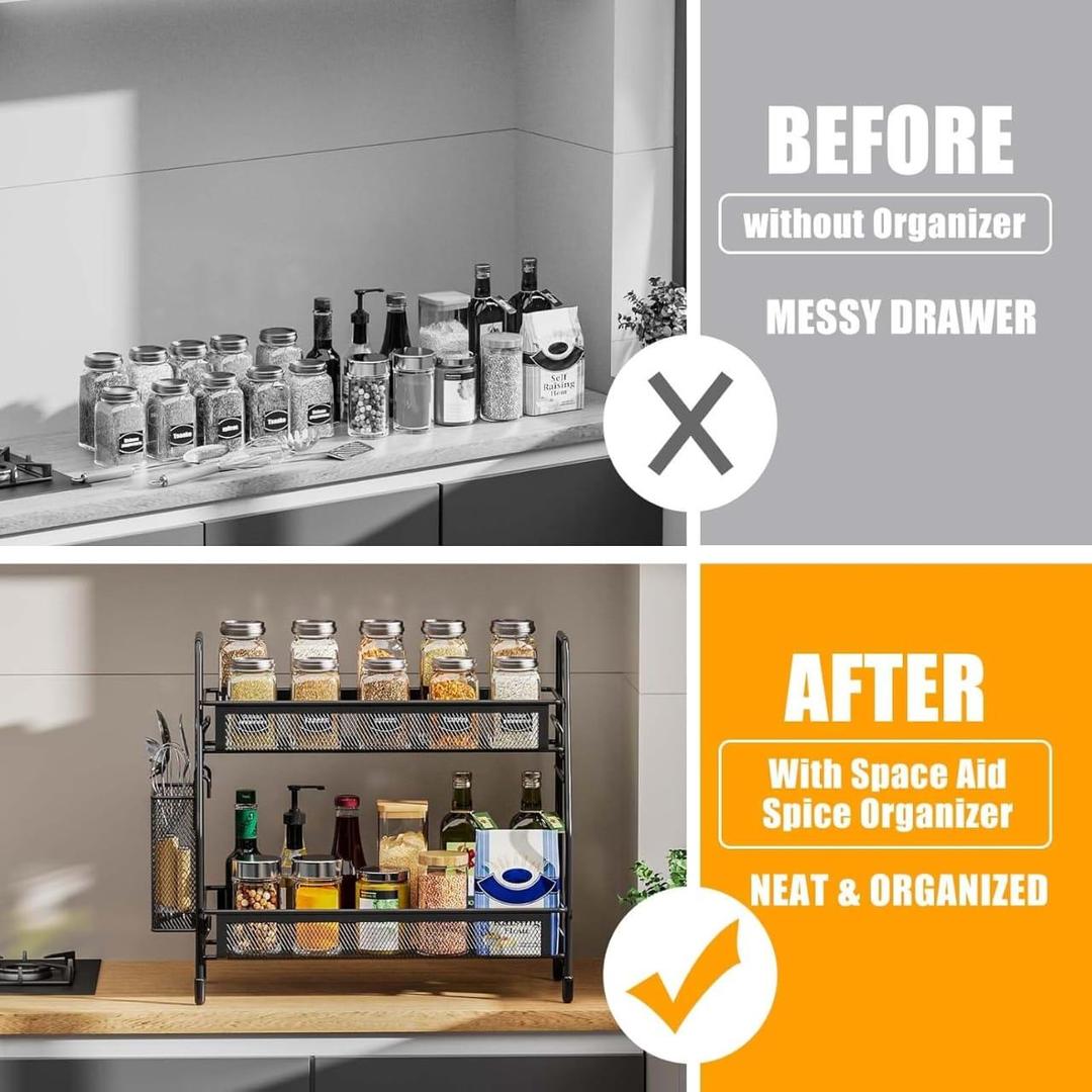Black Stainless Steel Kitchen Storage Organizer 1 Pc - Image 3