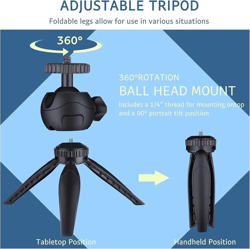 Portable Tripod Stand with Mic & Light Black - Image 4