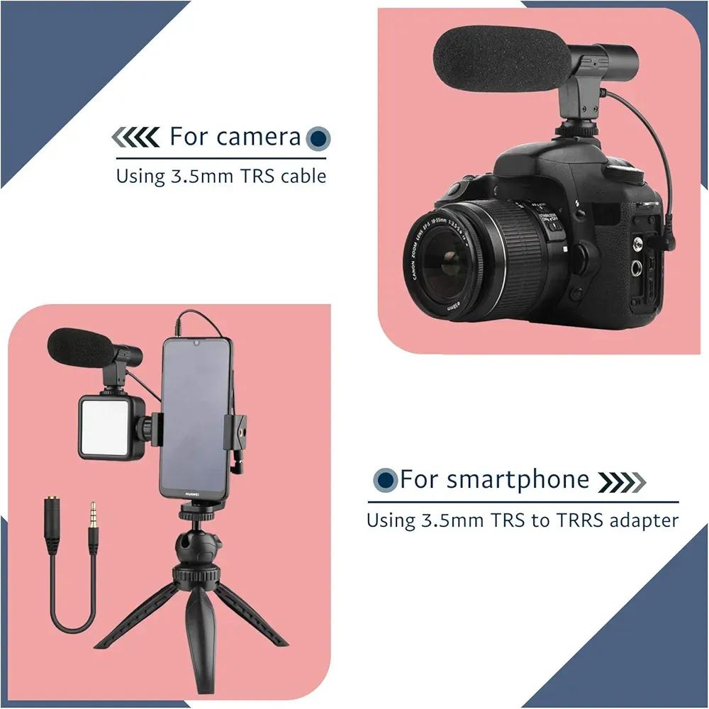 Portable Tripod Stand with Mic & Light Black - Image 6