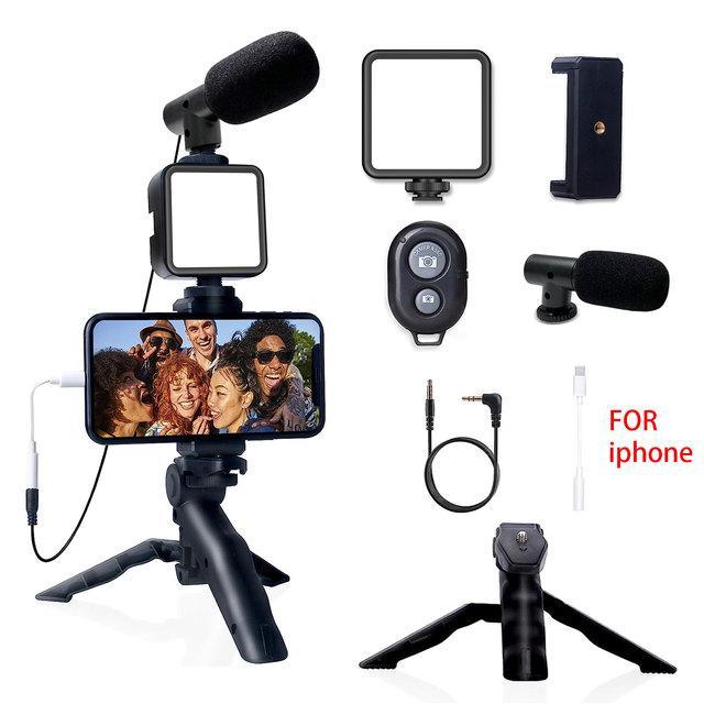 Portable Tripod Stand with Mic & Light Black - Image 8